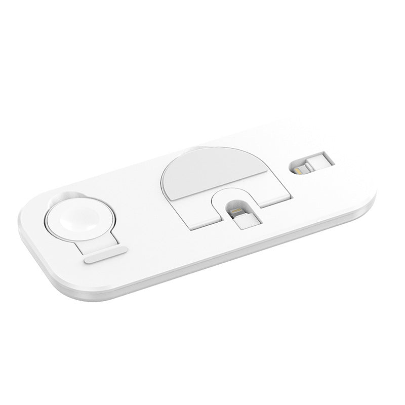 Portable wireless charger with folding phone stand for fast charging smartphones, devices, and accessories – sleek, compact charging dock for on-the-go convenience