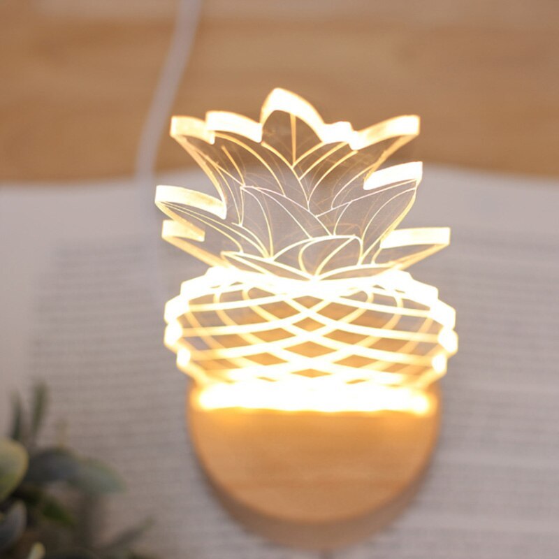 Pineapple bedside lamp with tropical design and warm LED light for bedroom decor