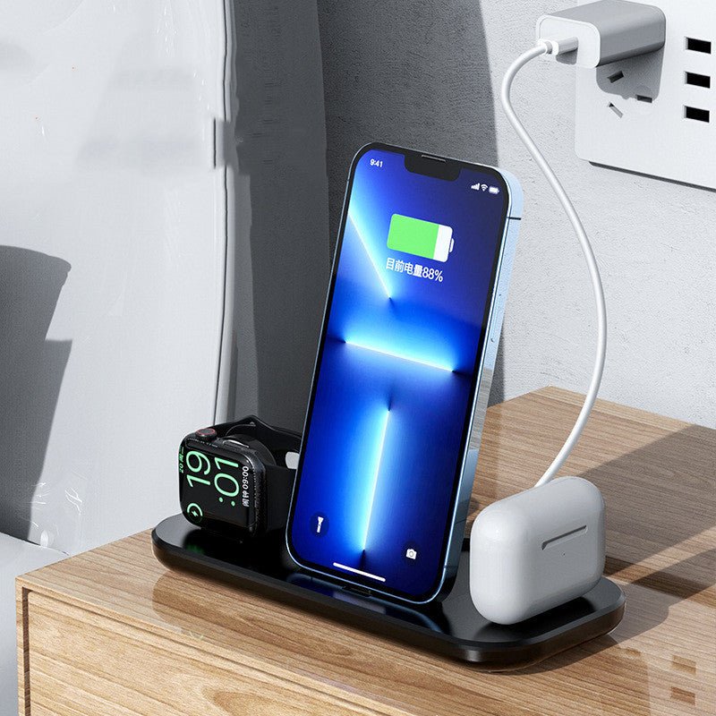 Fast charging portable dock with foldable stand for mobile phones and smart devices