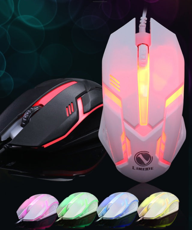 Wired RGB keyboard and dual color LED gaming mouse set