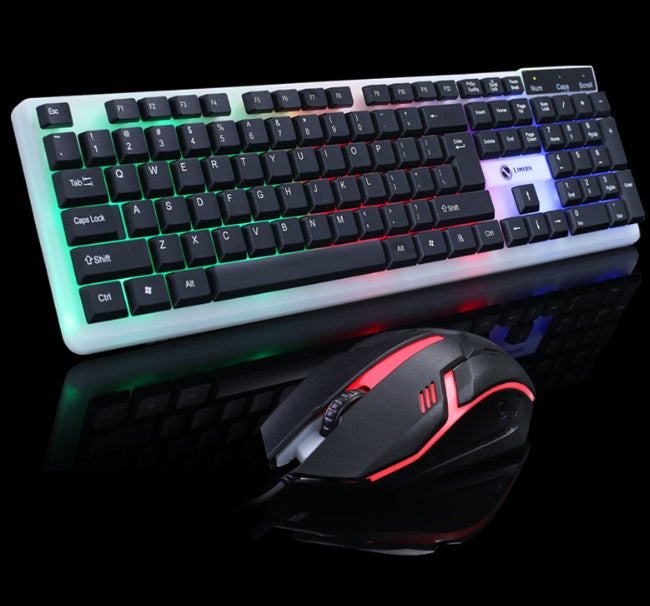 Stylish backlit keyboard and programmable gaming mouse for gamers