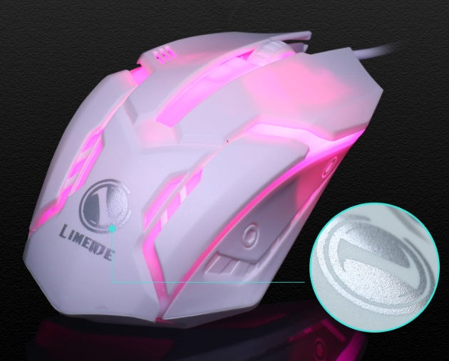 Colorful LED wired keyboard with ergonomic gaming mouse set