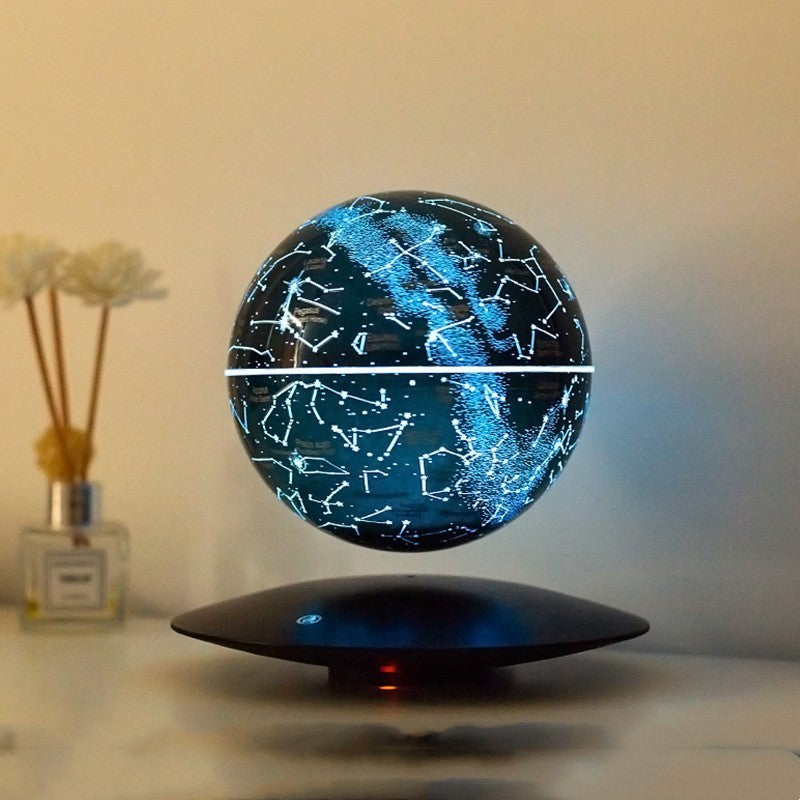Levitating night light with magnetic suspension and starry sky effect for cozy ambiance