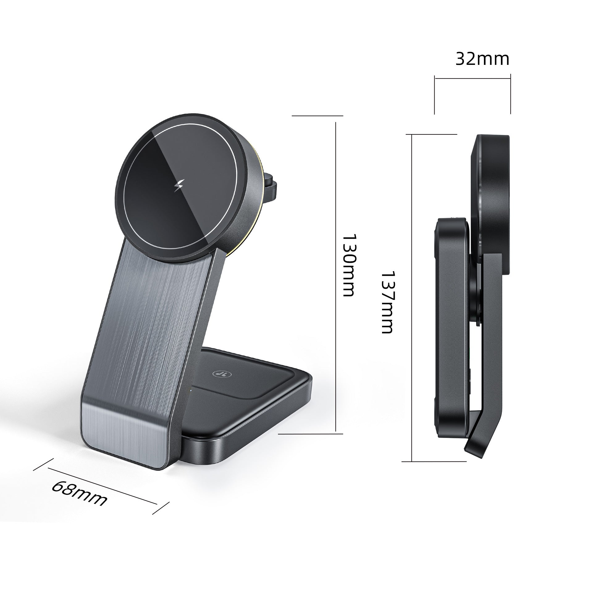 Sleek 3-in-1 charging station compatible with MagSafe iPhones and Apple Watch