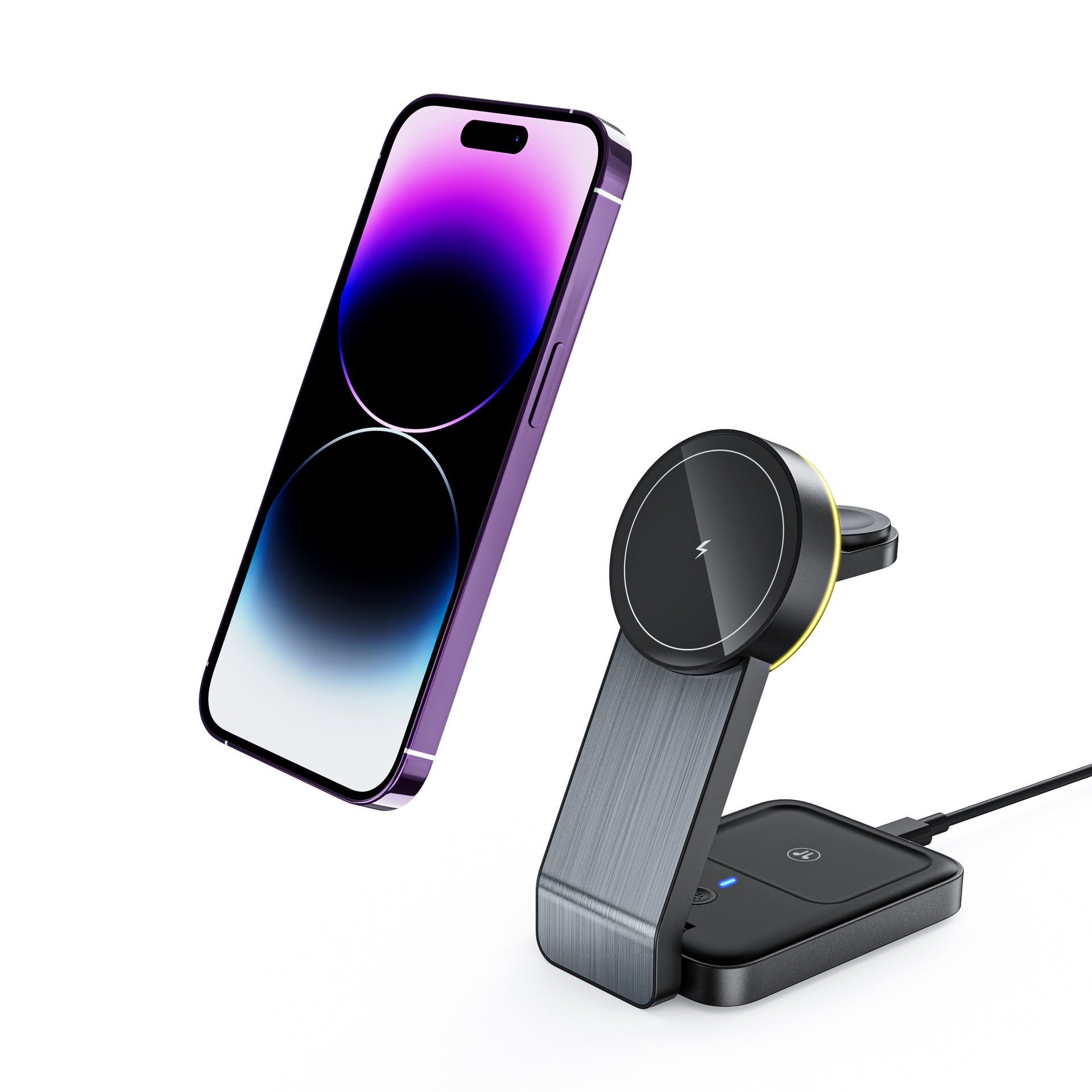 Compact and foldable wireless charger for travel with iPhone and AirPods