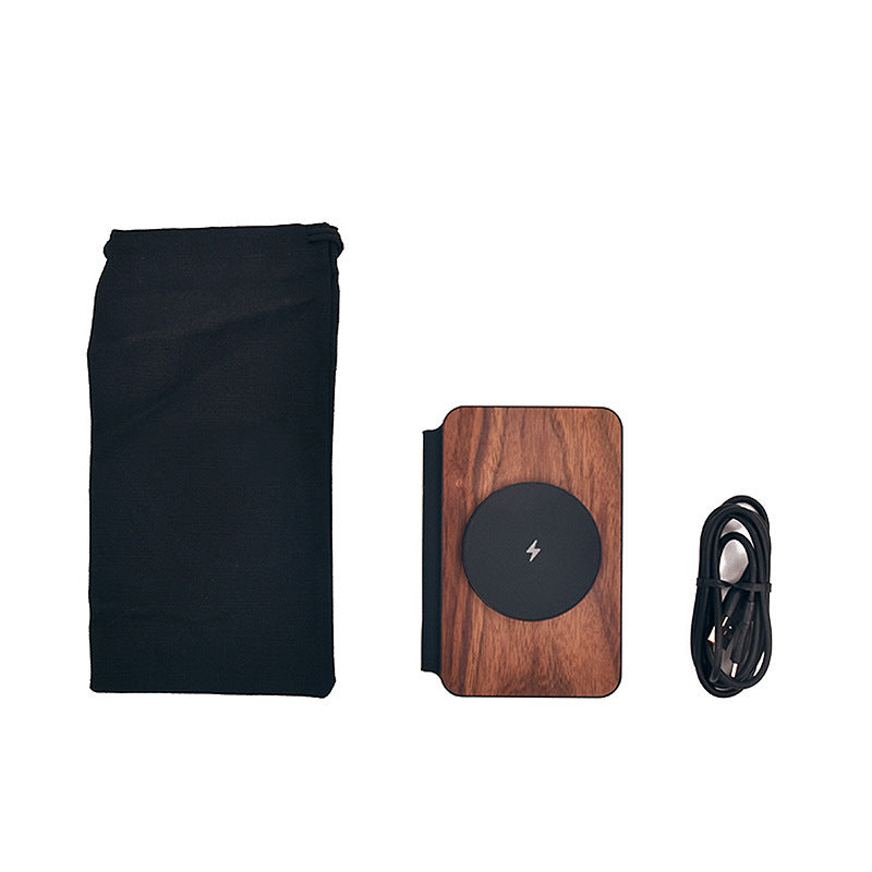 Portable wooden wireless charging station for multiple devices with magnetic alignment